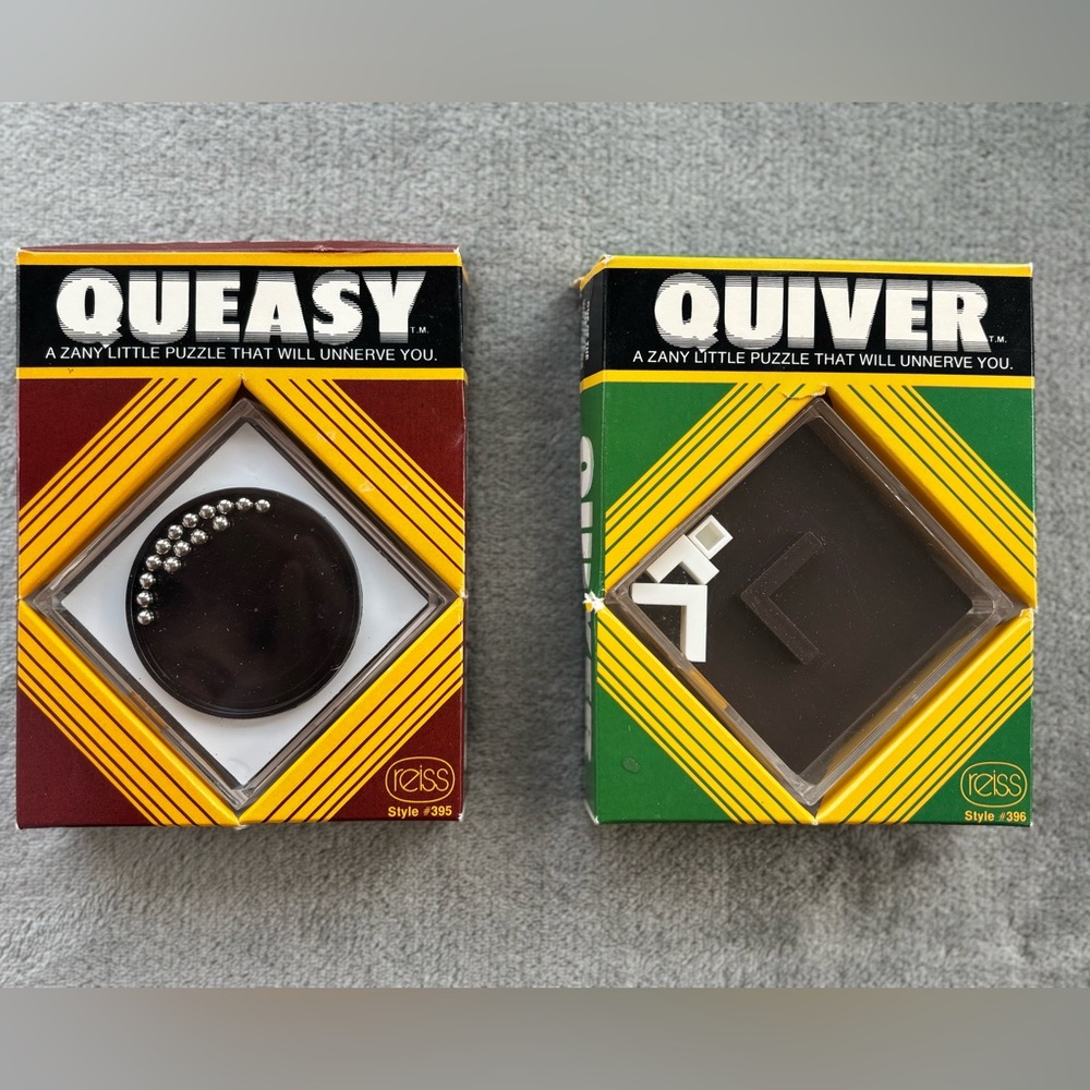 Vintage 1976 Handheld QUEASY and QUIVER Puzzle Games - USA